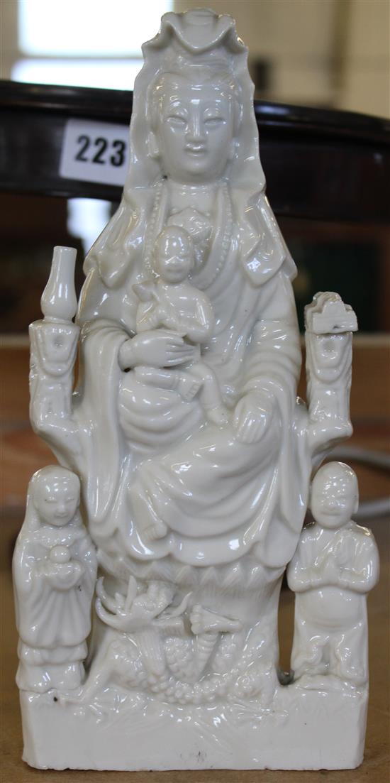 19th century Chinese blanc-de-chine group of Guanyin